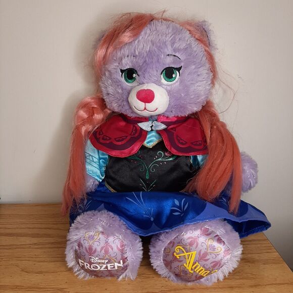 2014 Build A Bear BAB Disney Purple Frozen Anna Bear w/ Dress Cape Wig COMPLETE - Picture 10 of 11
